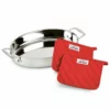 All-Clad Stainless Steel Oval Baker With Pot Holders -Baking pan Shop 15 inch baker with potholders 1
