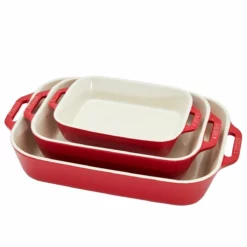 Staub 3-Piece Rectangular Baking Dish Set | Cherry