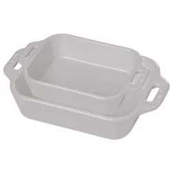 Staub 2-Piece Rectangular Baking Dish Set | White