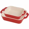 Staub 2-Piece Rectangular Baking Dish Set | Cherry Red -Baking pan Shop 40508 627 staub cherry red