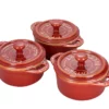 Staub 3-Piece Mini Round Cocotte Set | Multiple Colors Available -Baking pan Shop 40511 877 staub 3 pc mini round cocotte set rustic red