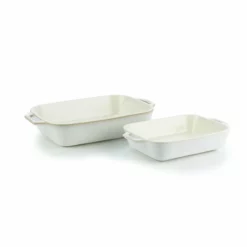 Staub 2-Piece Rectangular Baking Dish Set | Rustic Ivory