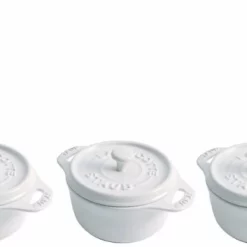 Staub 3-Piece Mini Round Cocotte Set | White