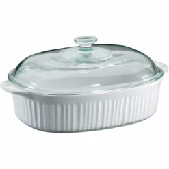 CorningWare 4-Quart Oval Casserole With Cover | French White