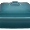 Le Creuset 2.5 Qt. Square Heritage Covered Casserole | Caribbean Blue -Baking pan Shop caribbean 1