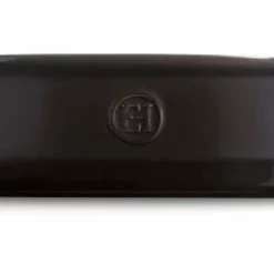 Emile Henry 2.4 Qt. Medium Oval Baking Dish - Ultime Collection | Charcoal -Baking pan Shop charcoal 2.4 qt oval ultime front view