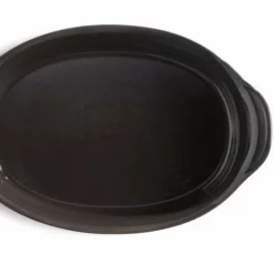 Emile Henry 2.4 Qt. Medium Oval Baking Dish - Ultime Collection | Charcoal -Baking pan Shop charcoal 2.4 qt oval ultime inside view