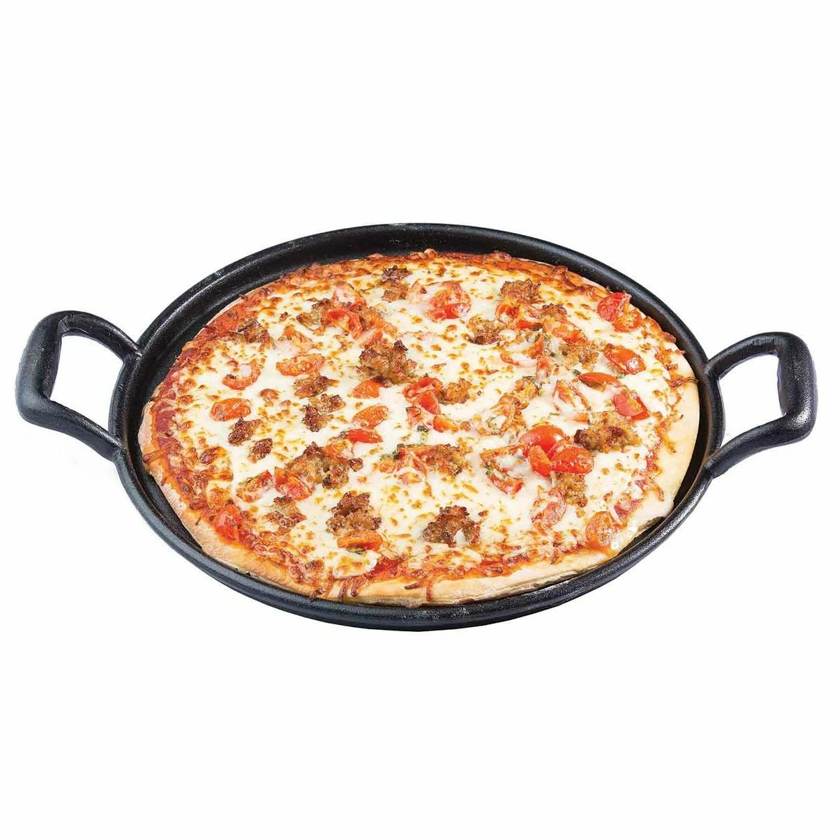 TableCraft Cast Iron Pizza Pan With Handles 4 TableCraft Cast Iron Pizza Pan With Handles - Image 2