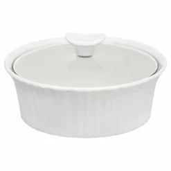 CorningWare 1.5-Quart Round Casserole With Glass Cover | French White