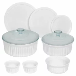CorningWare 10-Piece Ceramic Bakeware Set | French White