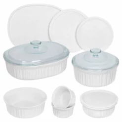 CorningWare 12-Piece Ceramic Bakeware Set | French White