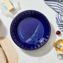 Le Creuset 9" Pie Dish Eiffel Tower Collection | Indigo Blue -Baking pan Shop indigo pie dish g1