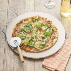 Typhoon Living Collection | Pizza Stone With Rack & Cutter - 13" -Baking pan Shop lifestyle1 1 2
