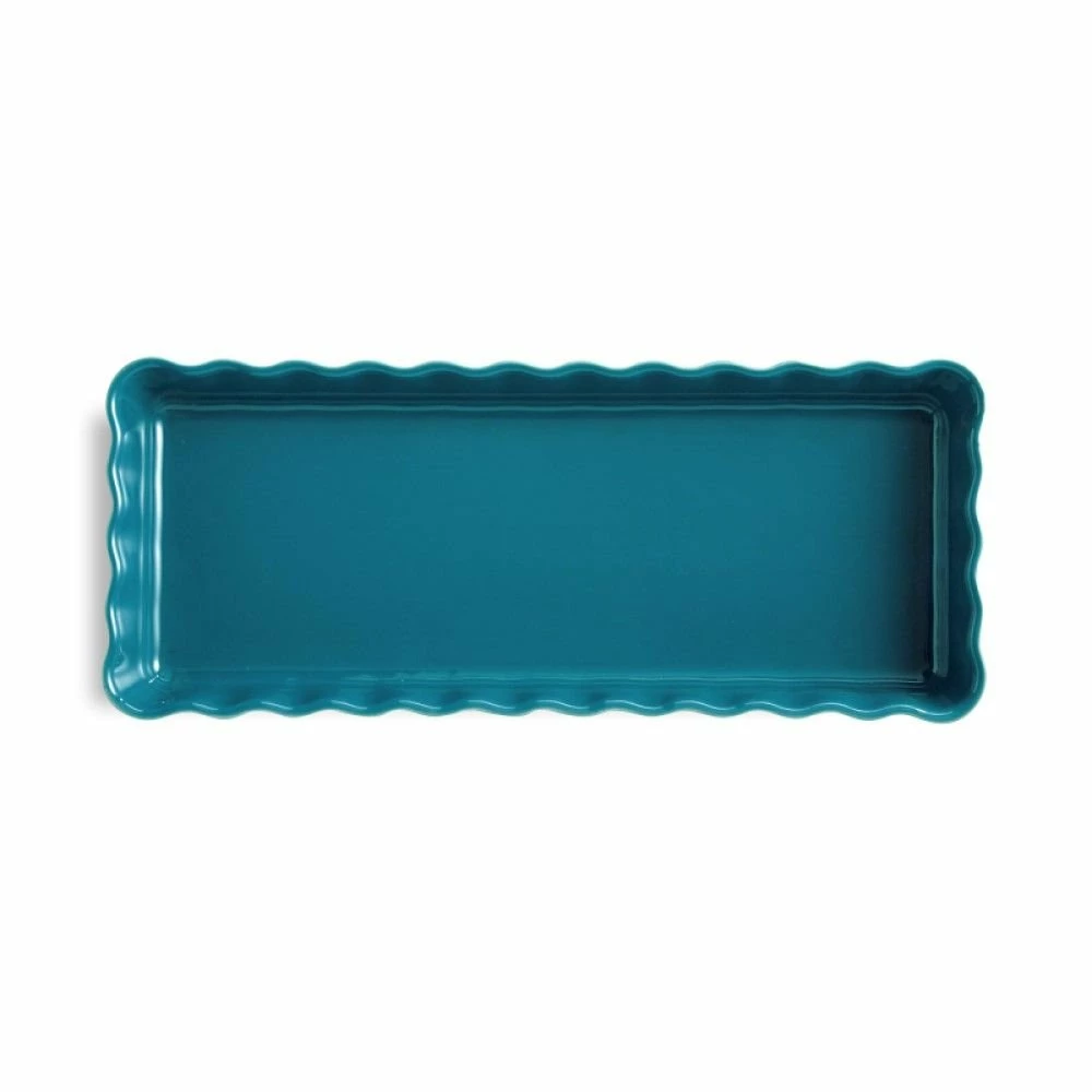 Emile Henry 13.6" X 5.1" Slim Tart Dish | Mediterranean Blue 4 Emile Henry 13.6" X 5.1" Slim Tart Dish | Mediterranean Blue - Image 2
