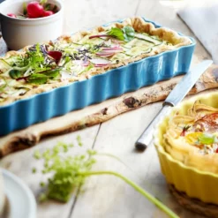 Emile Henry 13.6" X 5.1" Slim Tart Dish | Mediterranean Blue 10 Emile Henry 13.6" X 5.1" Slim Tart Dish | Mediterranean Blue -Baking pan Shop medtartlife