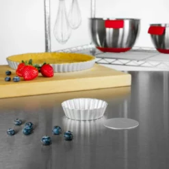 Fat Daddio's Fluted Tart Pan 3 3/4" Removable Bottom 1" Deep -Baking pan Shop pft 375 lifestyle fatdaddios