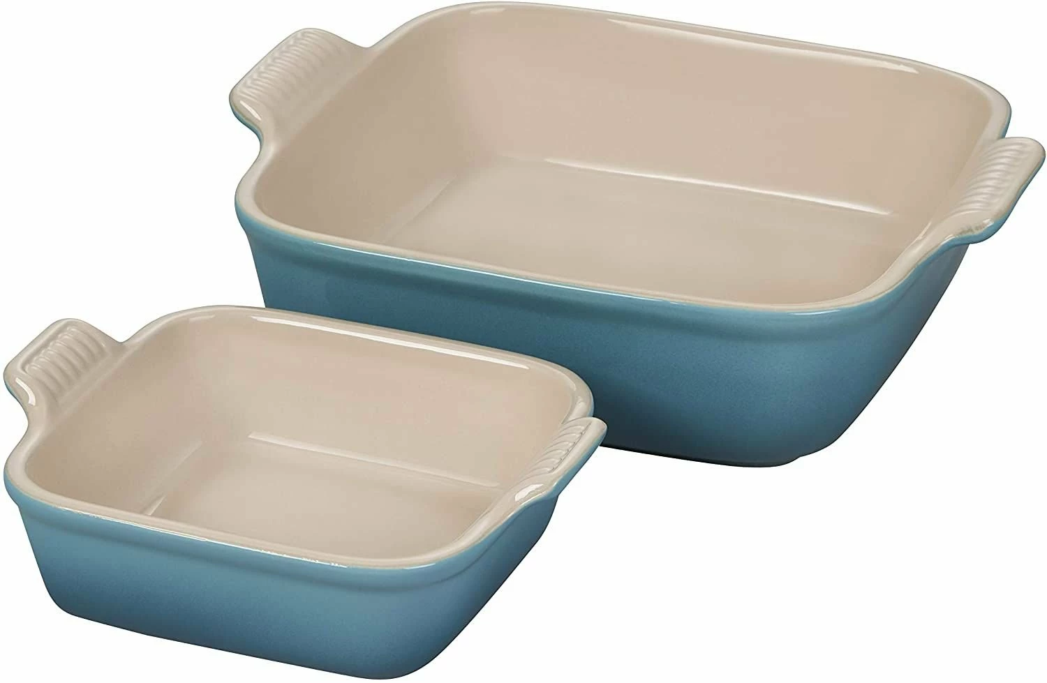 Le Creuset Square Heritage Dishes (Set Of 2) | Caribbean Blue 4 Le Creuset Square Heritage Dishes (Set Of 2) | Caribbean Blue - Image 2