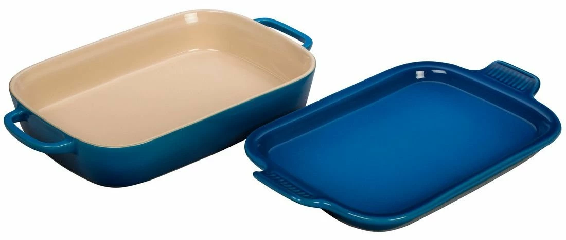 Le Creuset 2.75 Qt. Rectangular Heritage Baking Dish With Platter Lid | Marseille Blue - Image 3