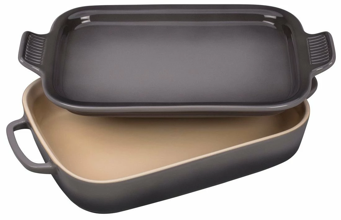 Le Creuset 2.75 Qt. Rectangular Heritage Baking Dish With Platter Lid | Oyster Grey 4 Le Creuset 2.75 Qt. Rectangular Heritage Baking Dish With Platter Lid | Oyster Grey - Image 2