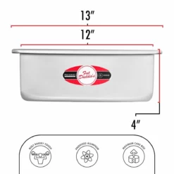 Fat Daddio's ProSeries Anodized Aluminum Square Cake Pan - 12" X 4" -Baking pan Shop psq 12124 pob 12184 specs fatdaddios