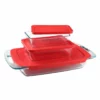 Pyrex Easy Grab 6-Piece Storage Set With Lids | Red -Baking pan Shop pyr easy grab oval obl 6pc set 1090993