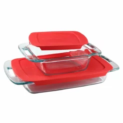 Pyrex Easy Grab 4-Piece Set With Lids | Red