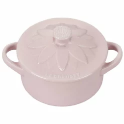 Le Creuset 8oz. Mini Round Cocotte With Flower Lid | Chiffon Pink