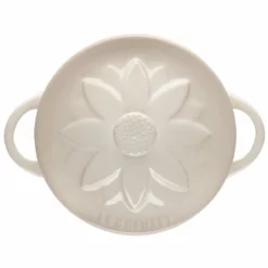 Le Creuset 8oz. Mini Round Cocotte With Flower Lid | Meringue -Baking pan Shop rs15804 flowercocotte meringue 3