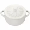 Le Creuset 8oz. Mini Round Cocotte With Flower Lid | White -Baking pan Shop rs15819 flowercocotte white 1