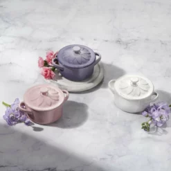 Le Creuset 8oz. Mini Round Cocotte With Flower Lid | Provence -Baking pan Shop rs15990 flowercocottes