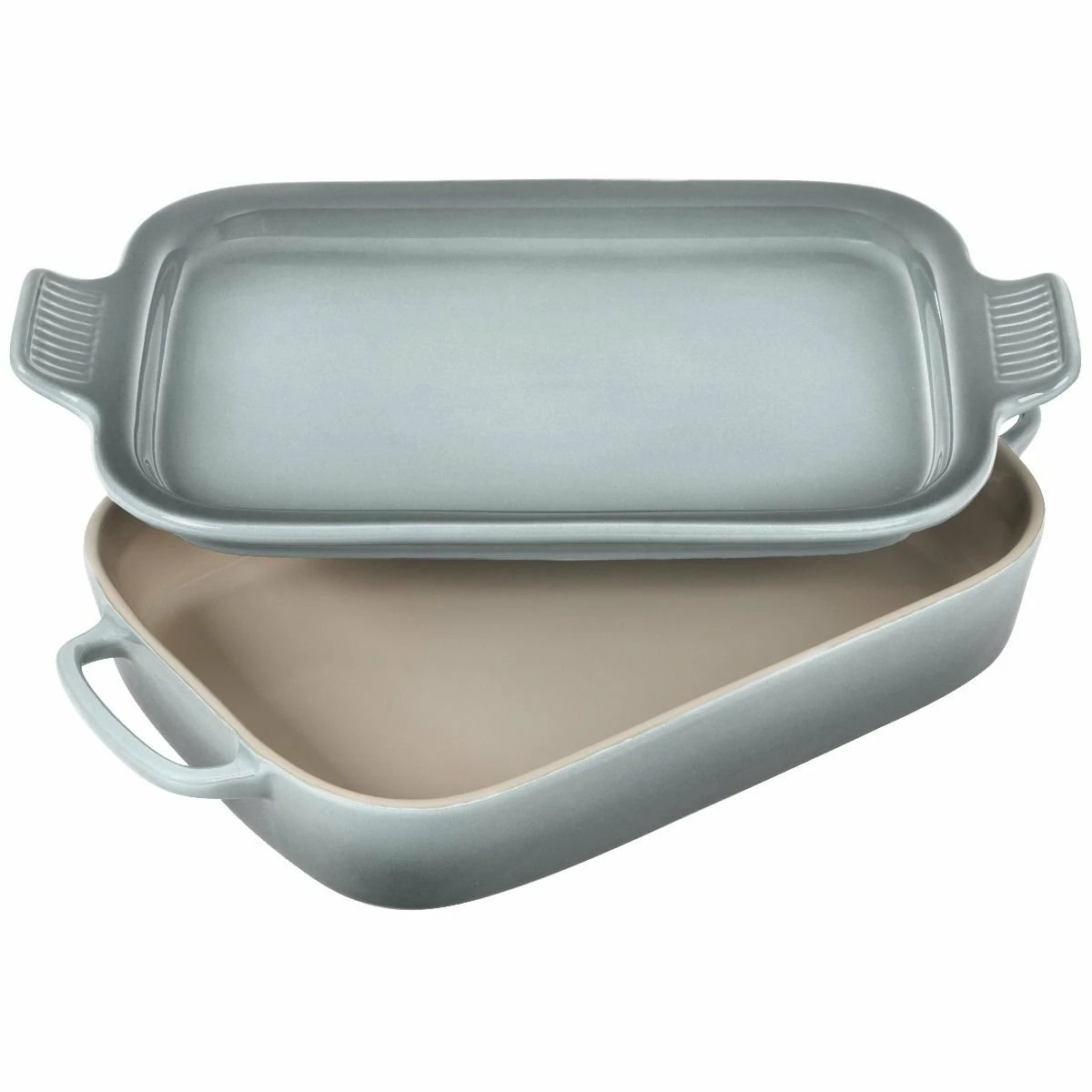 Le Creuset 2.75 Qt. Rectangular Dish With Platter Lid | Sea Salt 4 Le Creuset 2.75 Qt. Rectangular Dish With Platter Lid | Sea Salt - Image 2