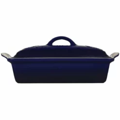 Le Creuset Olive Branch Collection 4 Qt. Heritage Covered Casserole | Indigo Blue -Baking pan Shop rs17297 rs17135 pg07053aob 3378 2