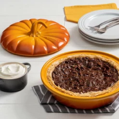 Le Creuset 9" Pumpkin Baker With Lid | Persimmon -Baking pan Shop rs17491 bourbon chocolate pecan pie 2