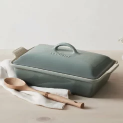 Le Creuset 4 Qt. Rectangular Heritage Covered Casserole | Sea Salt -Baking pan Shop rs9192 spring 2019 seasaltcasserole 0450 lpr
