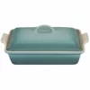Le Creuset 4 Qt. Rectangular Heritage Covered Casserole | Sea Salt -Baking pan Shop rs9373 pg07053a 33717 lpr