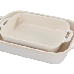 Staub 2-Piece Rectangular Baking Dish Set | Multiple Colors -Baking pan Shop staub 2pc rectangular baking dish set rustic ivory 40511 921 1