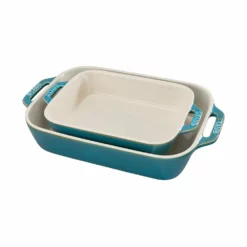 Staub 2-Piece Rectangular Baking Dish Set | Rustic Turquoise