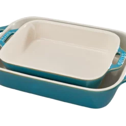 Staub 2-Piece Rectangular Baking Dish Set | Multiple Colors -Baking pan Shop staub 2pc rectangular baking dish set rustic turquoise 1