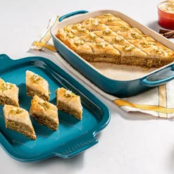 Le Creuset 2.75 Qt. Rectangular Heritage Baking Dish With Platter Lid | Deep Teal -Baking pan Shop tealbake