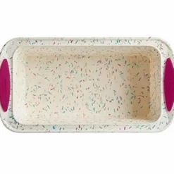 Trudeau White Confetti Silicone Loaf Pan -Baking pan Shop trudeau confetti 10 silicone loaf pan top view 1