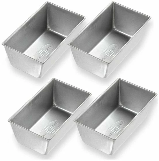 USA Pan Mini Loaf Bread Pan, Set Of 4 - 5.5" X 3" X 2.25" 3 USA Pan Mini Loaf Bread Pan, Set Of 4 - 5.5" X 3" X 2.25"